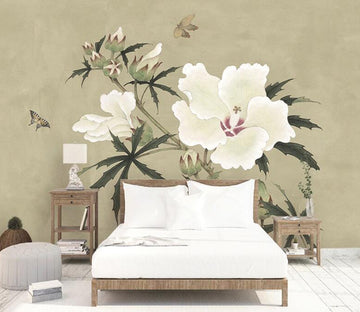 3D Big White Flowers 934 Wall Murals