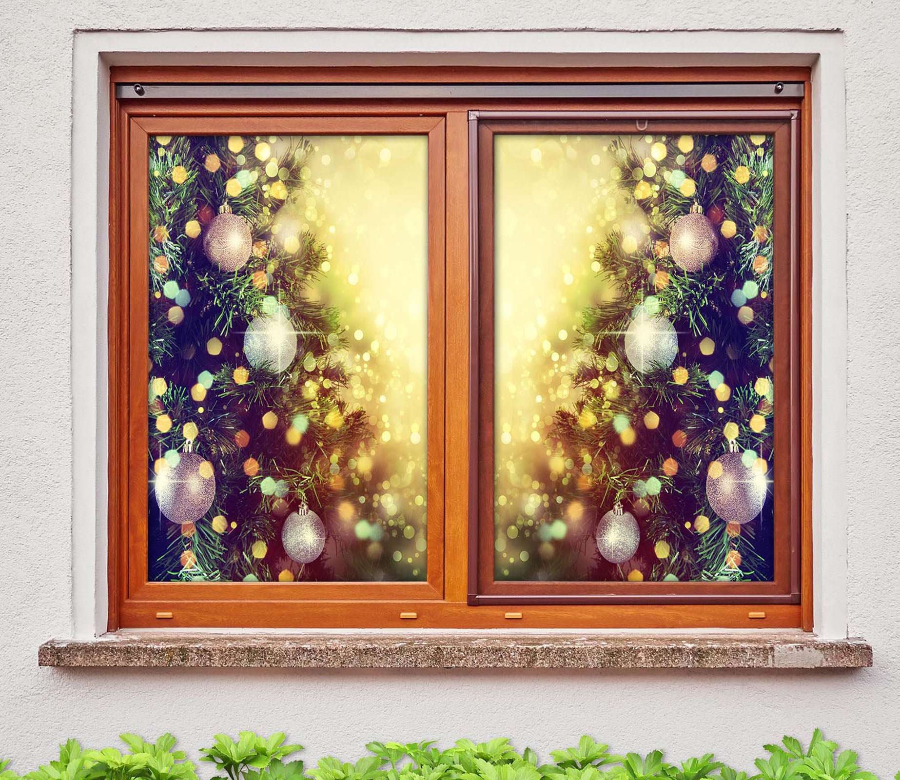 3D Christmas Tree White Balls 30107 Christmas Window Film Print Sticker Cling Stained Glass Xmas