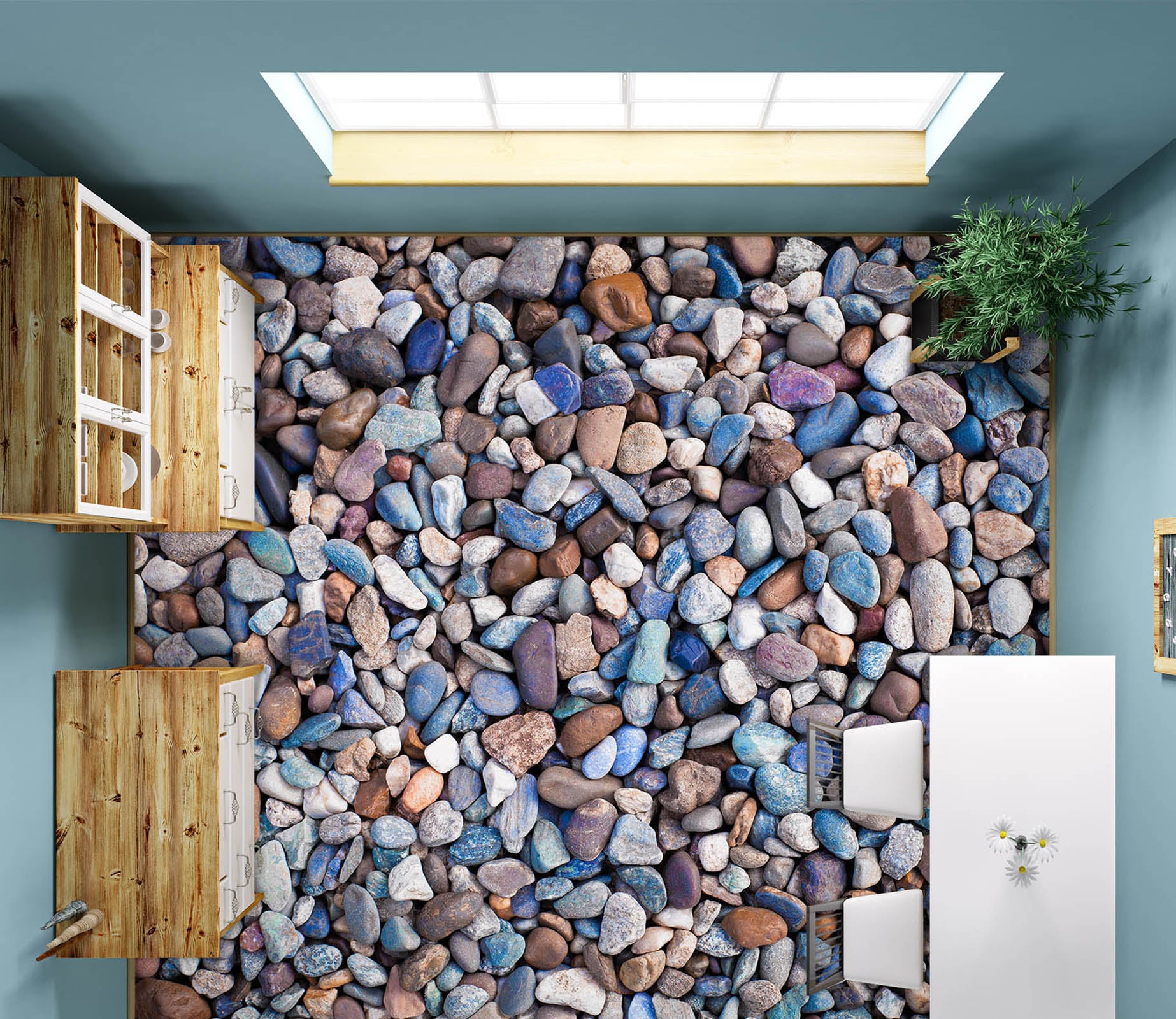 3D Cute Colored Little Stones 969 Floor Mural  Wallpaper Murals Self-Adhesive Removable Print Epoxy