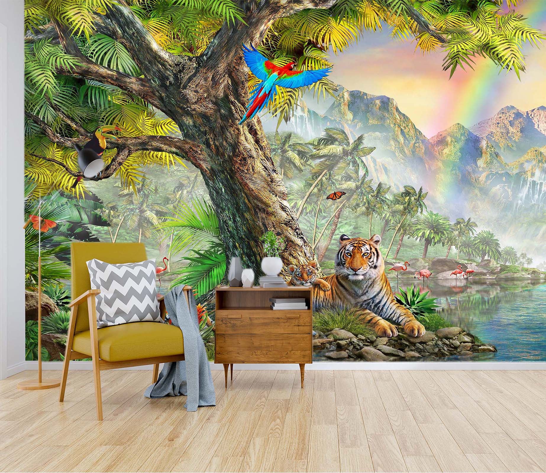 3D Rainbow Forest 1414 Adrian Chesterman Wall Mural Wall Murals