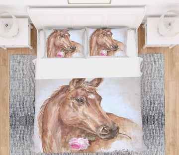 3D Brown Horse With Flower 2027 Debi Coules Bedding Bed Pillowcases Quilt