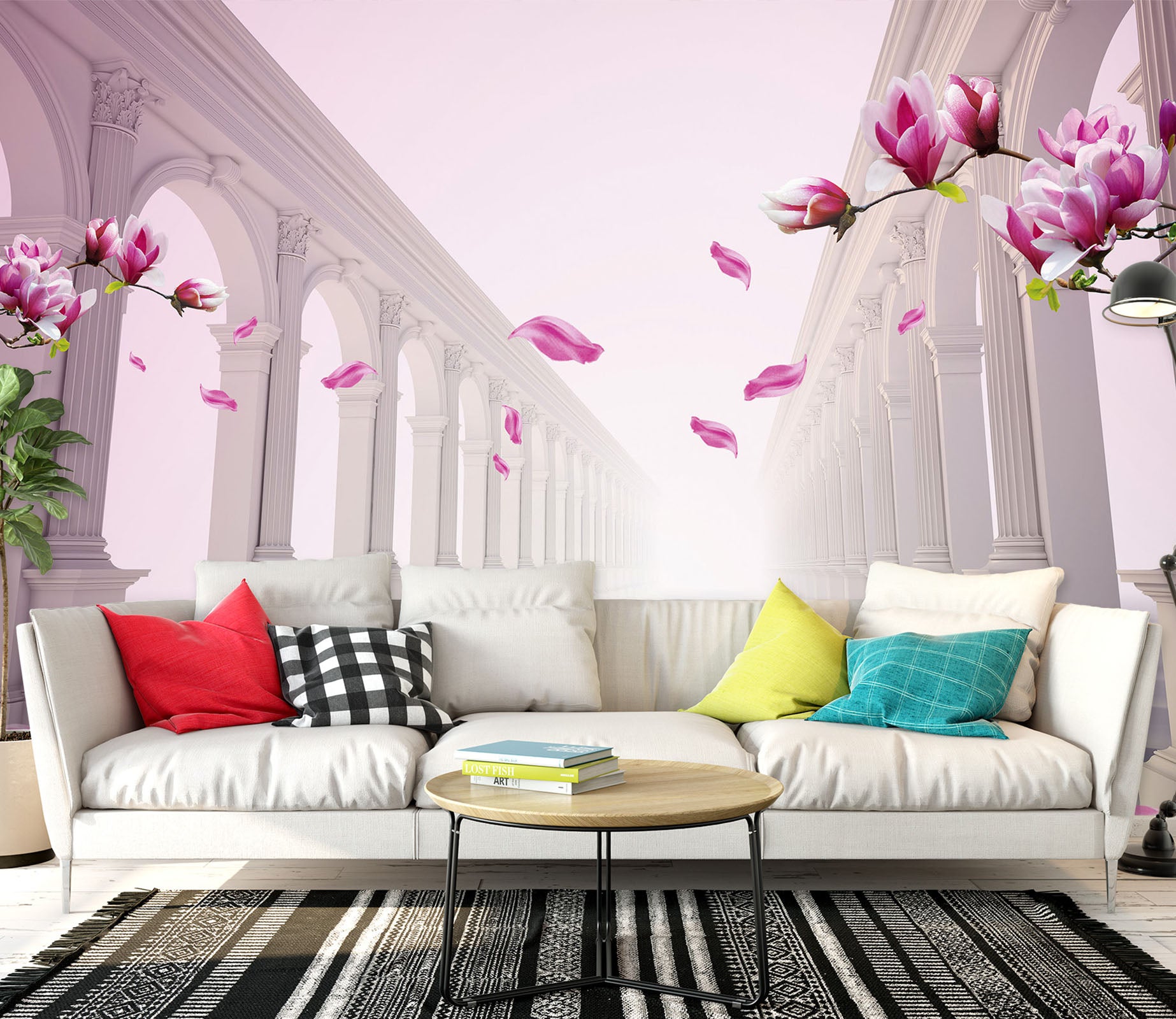 3D Peach Petals 1495 Wall Murals