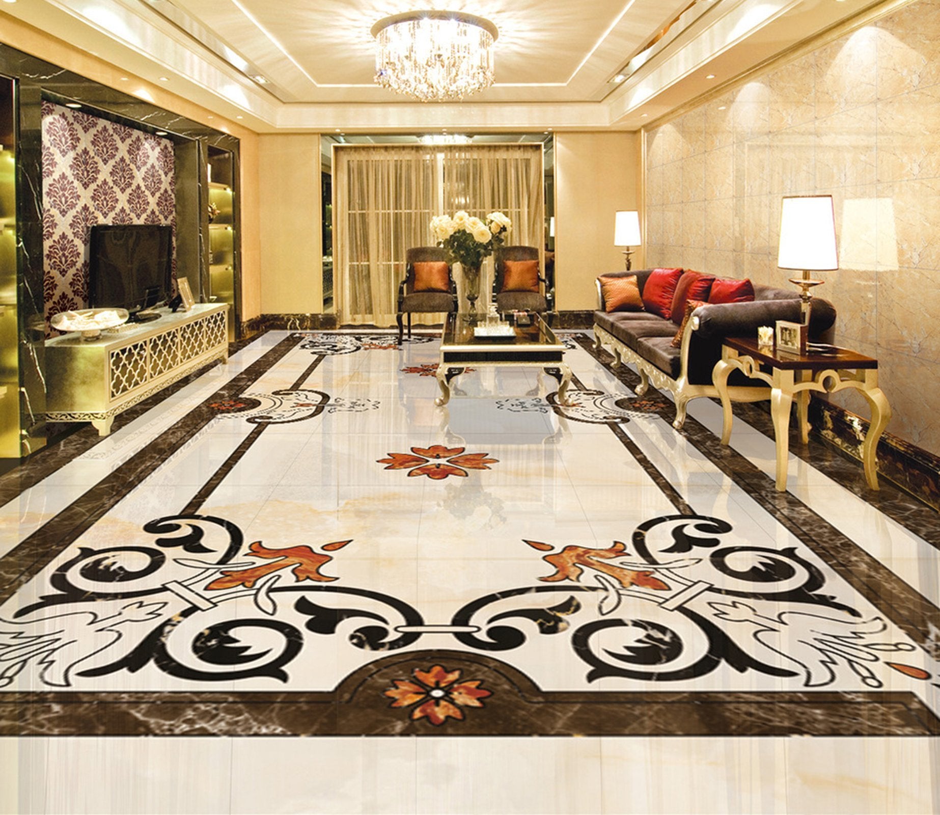 3D Marble Pattern WG329 Floor Mural Wallpaper AJ Wallpaper 2 