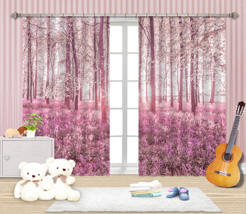 3D Pink Flower Ocean 018 Assaf Frank Curtain Curtains Drapes
