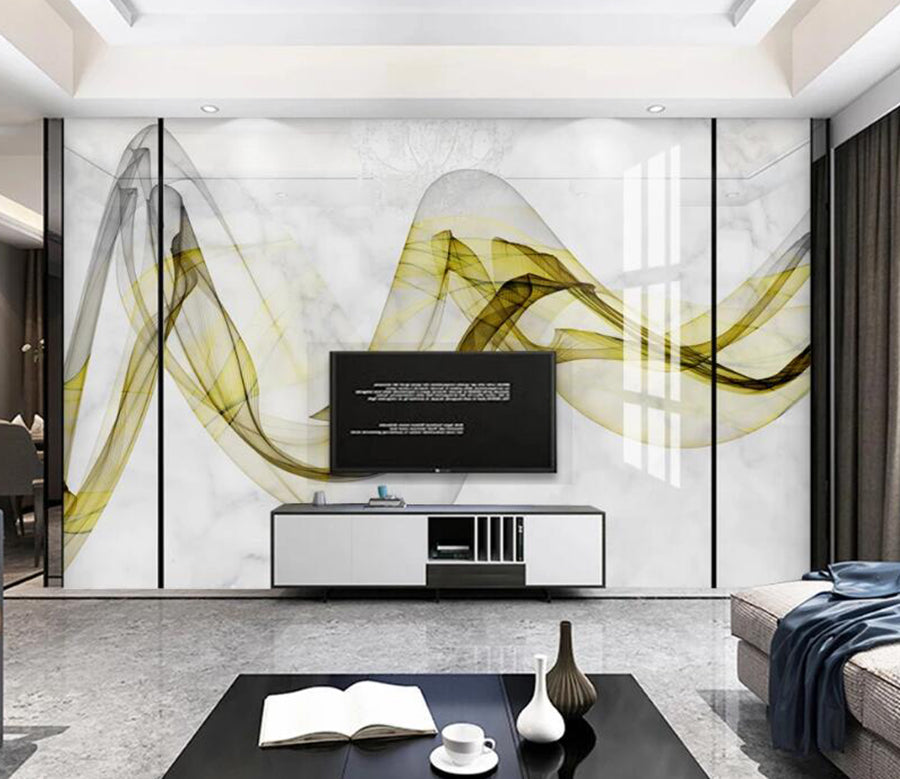 3D Gold Black Ribbon 771 Wall Murals