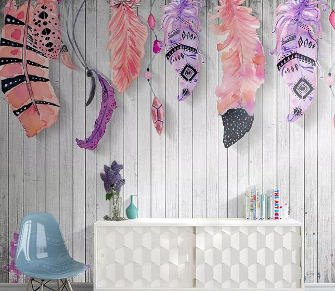 3D Purple Feather 431 Wall Murals Wallpaper AJ Wallpaper 2 