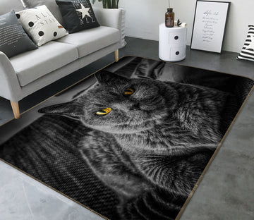 3D Black Kitten 029 Animal Non Slip Rug Mat