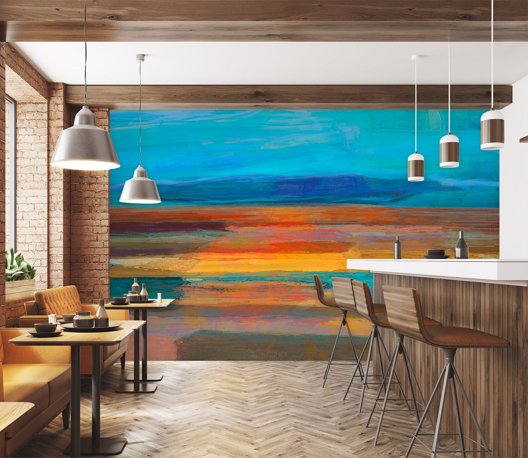 3D Sunset Sea 1537 Michael Tienhaara Wall Mural Wall Murals