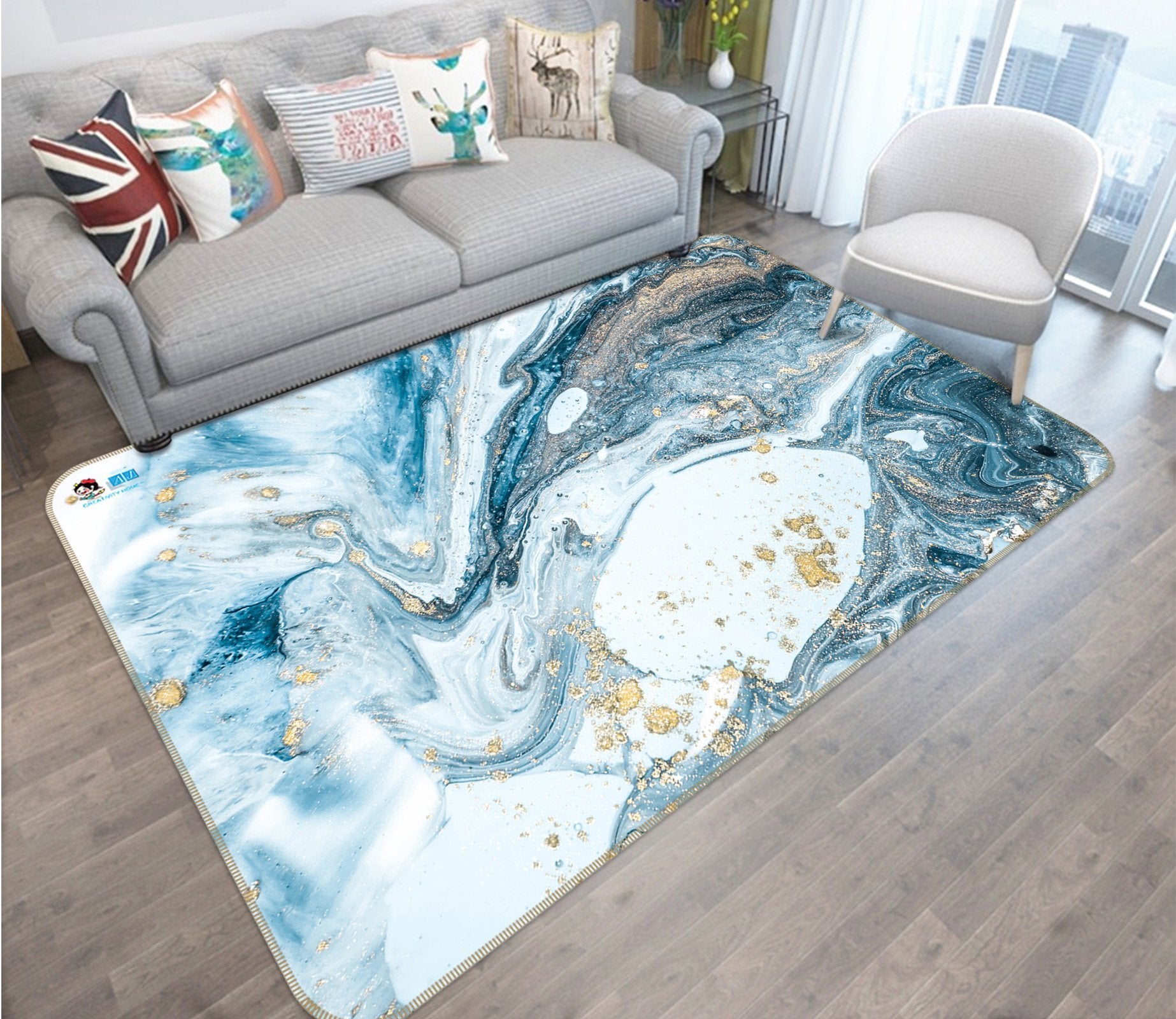 3D Blue White Mix 62 Non Slip Rug Mat Mat AJ Creativity Home 