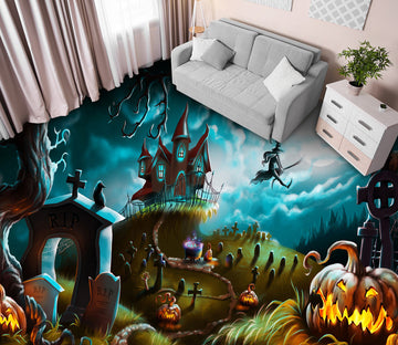 3D Halloween Castle 012 Floor Mural  Self-Adhesive Sticker Bathroom Non-slip Waterproof Flooring Murals
