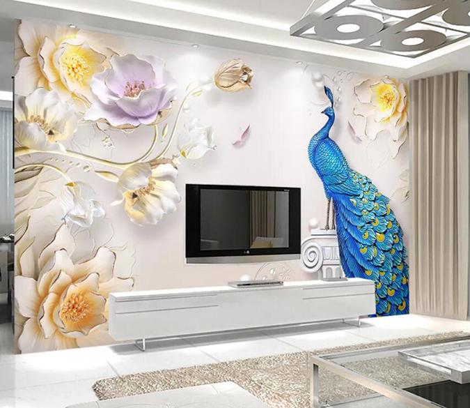 3D Flower Peacock 541 Wall Murals Wallpaper AJ Wallpaper 2 
