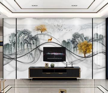 3D Ink Mountains 105 Wall Murals