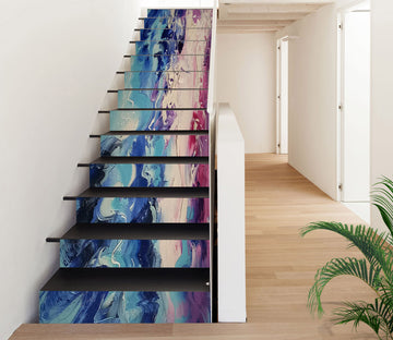 3D Blue Irregular Memory 585 Stair Risers