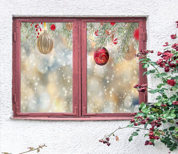 3D Golden Red Ball 30114 Christmas Window Film Print Sticker Cling Stained Glass Xmas