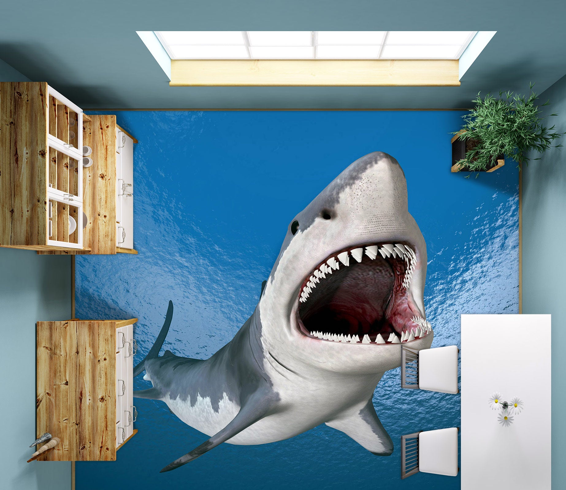 3D Sharp Shark Teeth 1396 Floor Mural  Wallpaper Murals Self-Adhesive Removable Print Epoxy