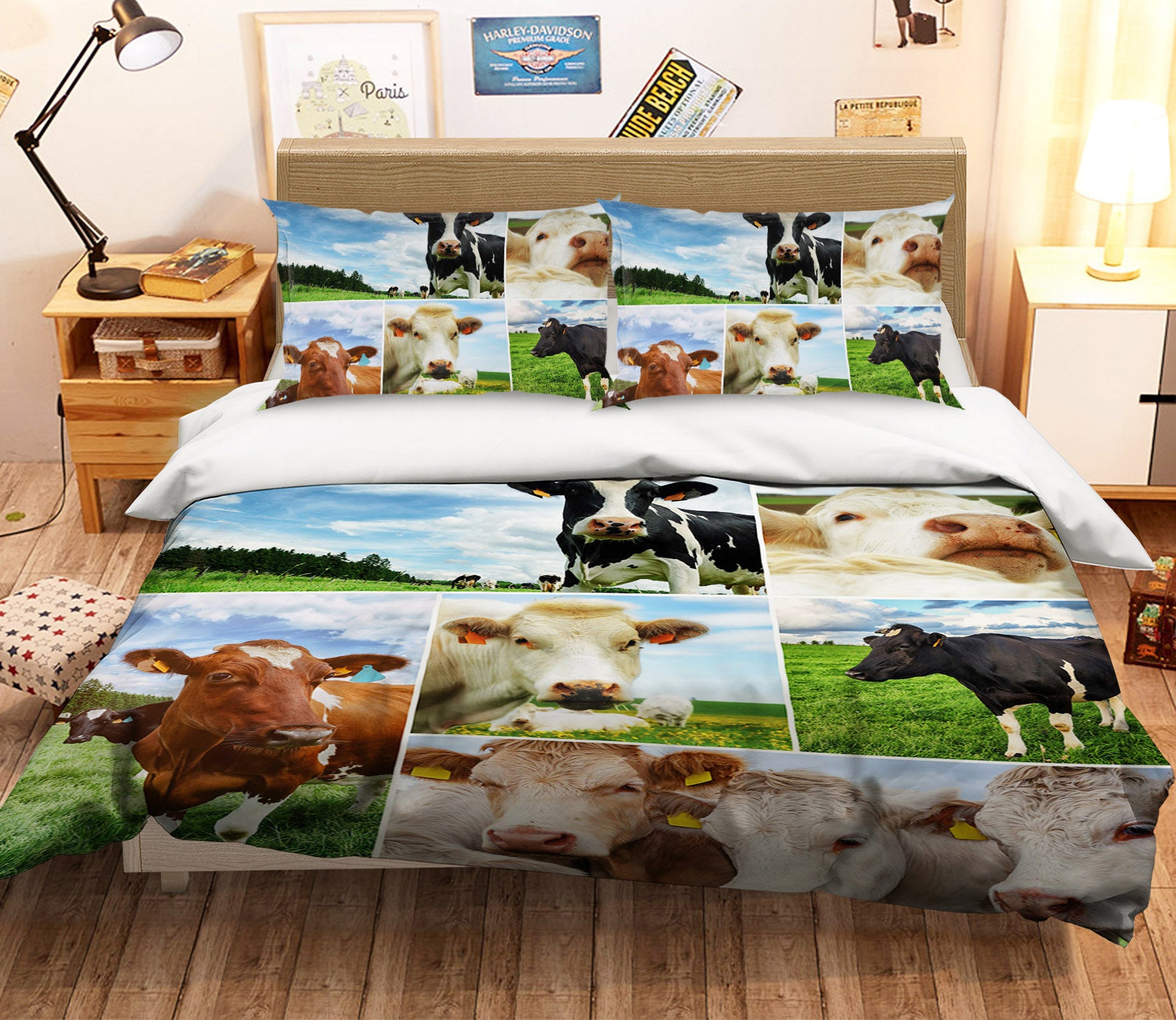 3D Pasture Cow 042 Bed Pillowcases Quilt
