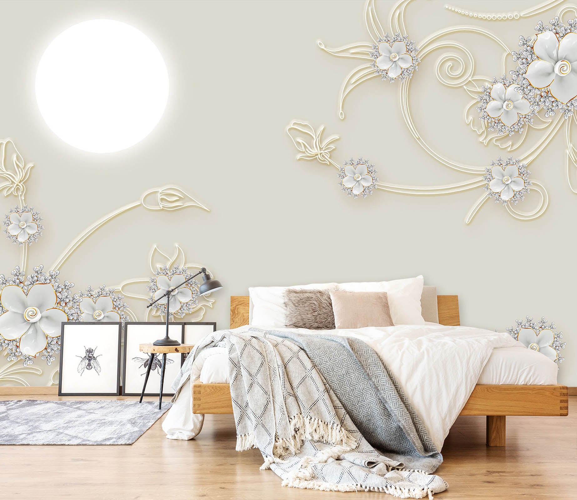 3D Moon Flower 1592 Wall Murals