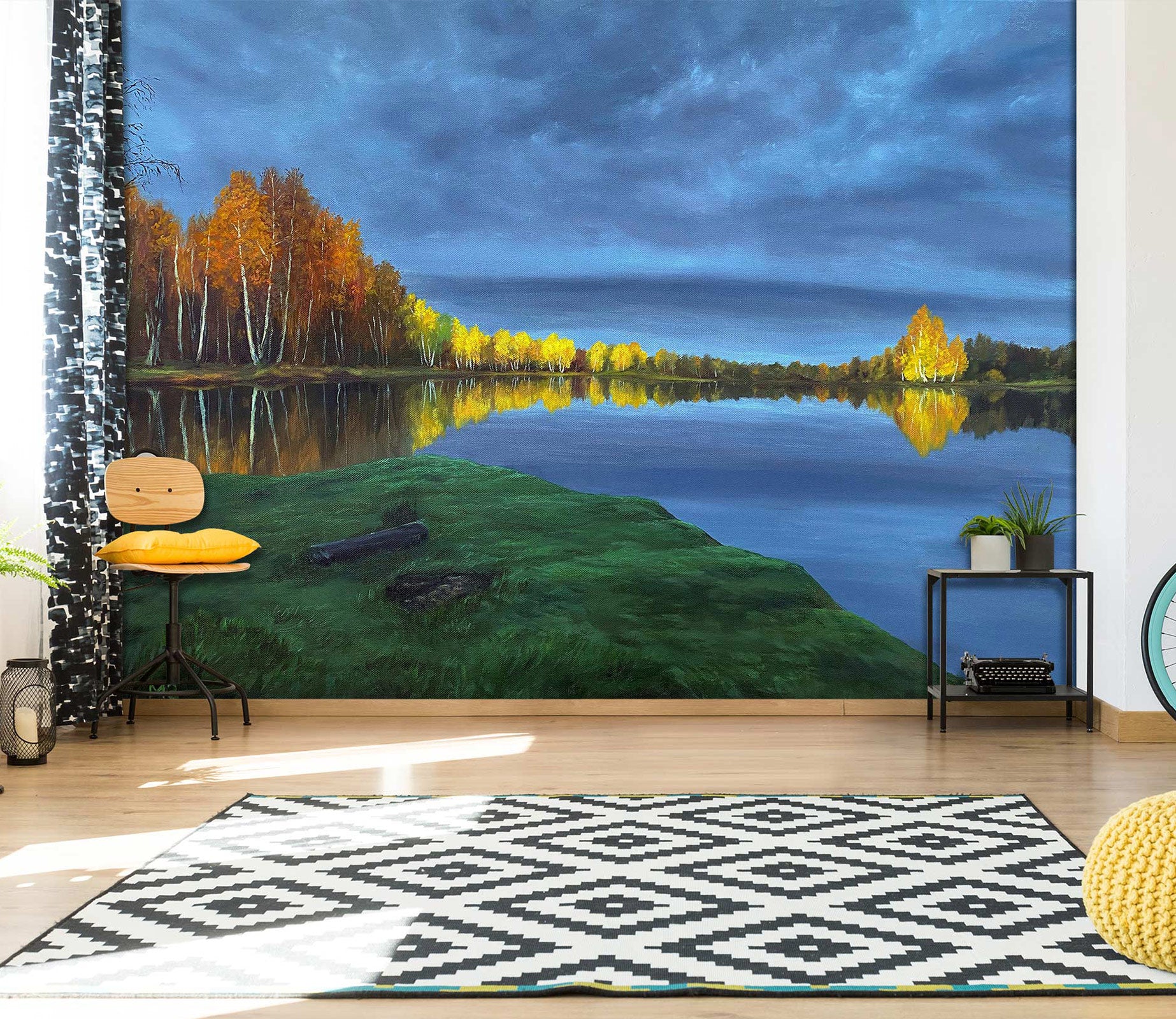 3D Lakeside Meadow Woods 9813 Marina Zotova Wall Mural Wall Murals