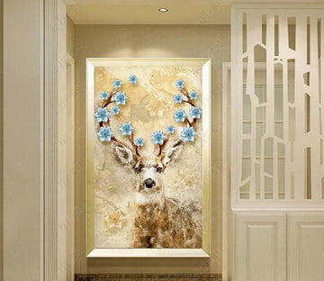 3D Flower Deer WC290 Wall Murals