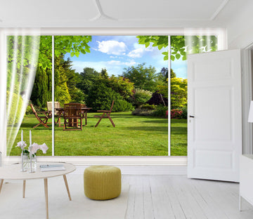 3D Curtain Garden 015 Wall Murals