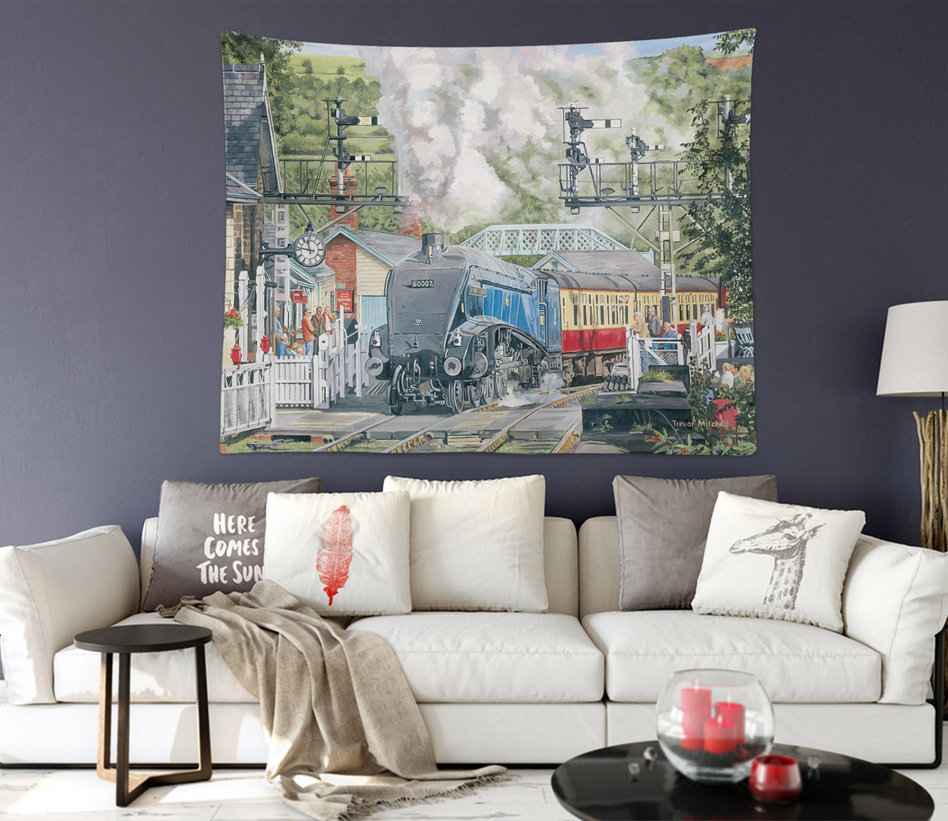 3D Houses Train 11280 Trevor Mitchell Tapestry Hanging Cloth Hang