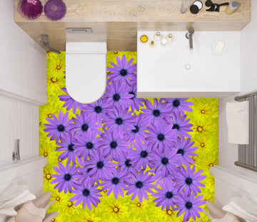 3D Purple And Yellow Flowers 336 Floor Mural  Wallpaper Murals Rug & Mat Print Epoxy waterproof bath floor