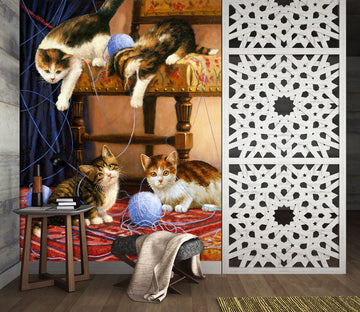 3D Four Cats 1664 Kevin Walsh Wall Mural Wall Murals
