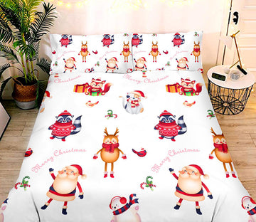 3D Santa Animal 32080 Christmas Quilt Duvet Cover Xmas Bed Pillowcases