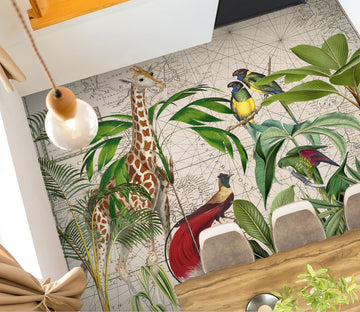 3D Jungle Giraffe Bird 104174 Andrea Haase Floor Mural  Wallpaper Murals Self-Adhesive Removable Print Epoxy