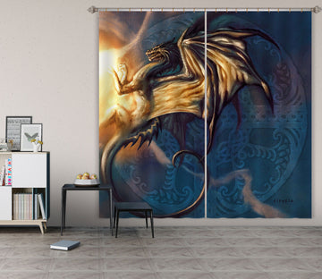 3D Flame Dragon 8012 Ciruelo Curtain Curtains Drapes
