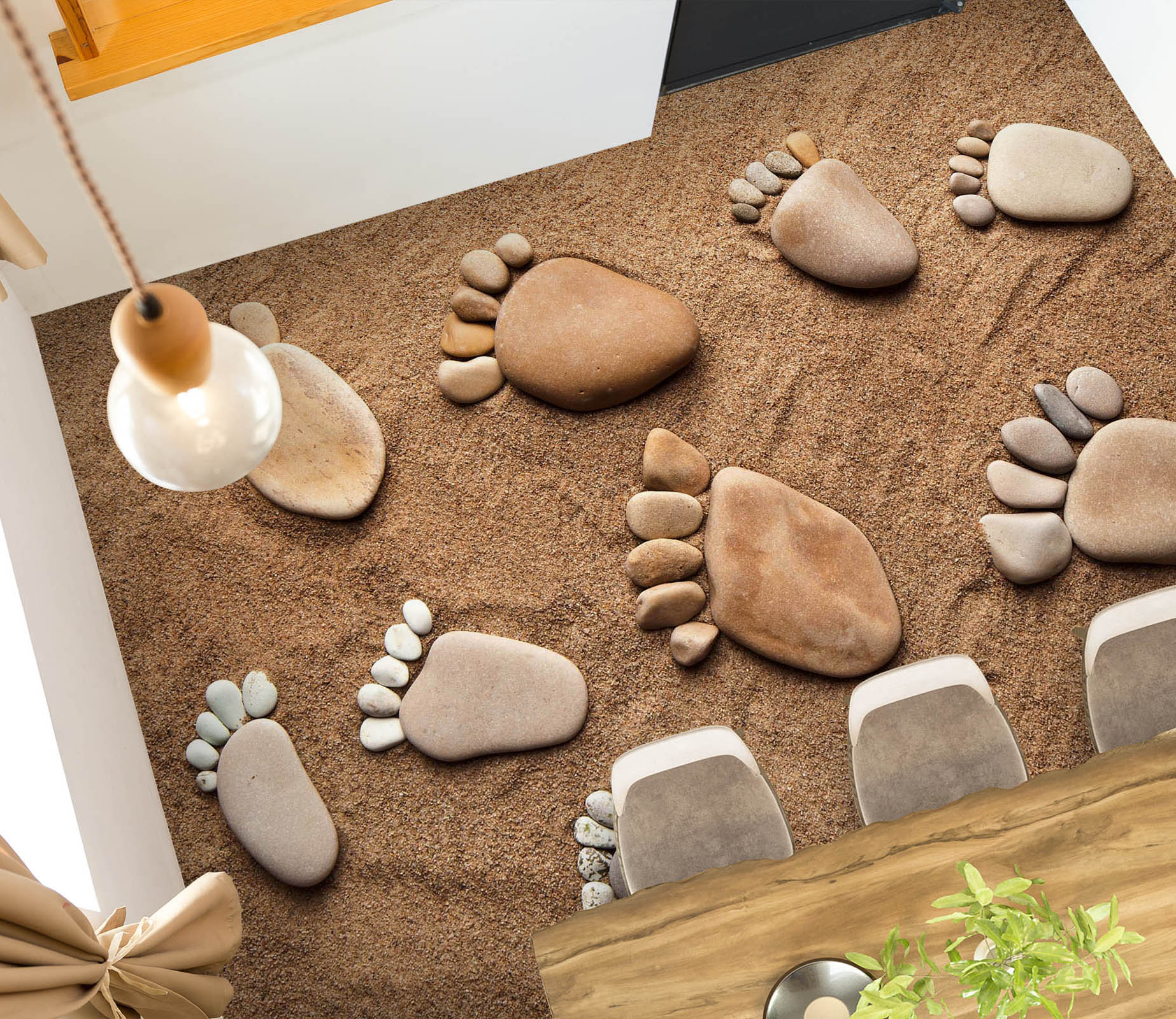 3D Stone Footprints 019 Floor Mural  Wallpaper Murals Rug & Mat Print Epoxy waterproof bath floor