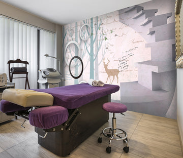 3D Staircase Deer 098 Wall Murals