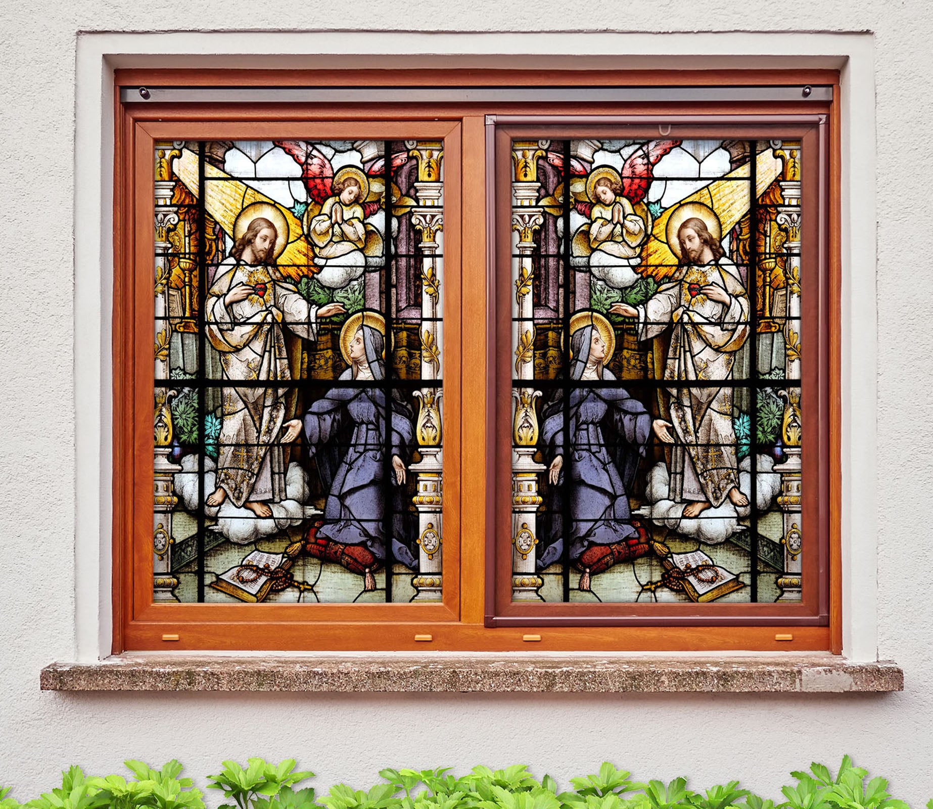 3D Religious Lady 148 Window Film Print Sticker Cling Stained Glass UV Block