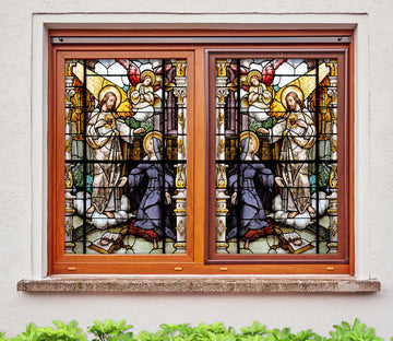 3D Religious Lady 148 Window Film Print Sticker Cling Stained Glass UV Block