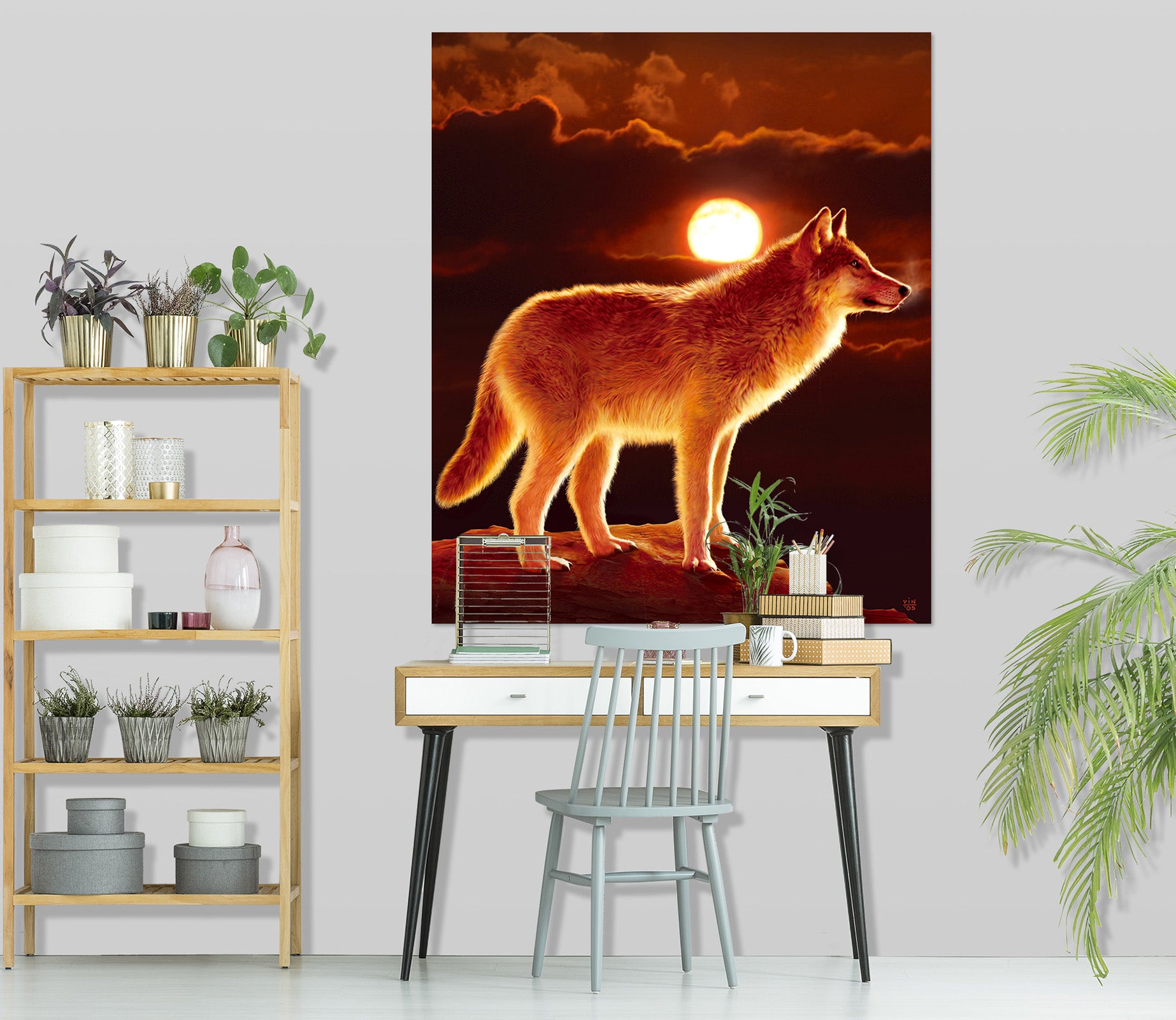 3D Sunset Wolf 076 Vincent Hie Wall Sticker