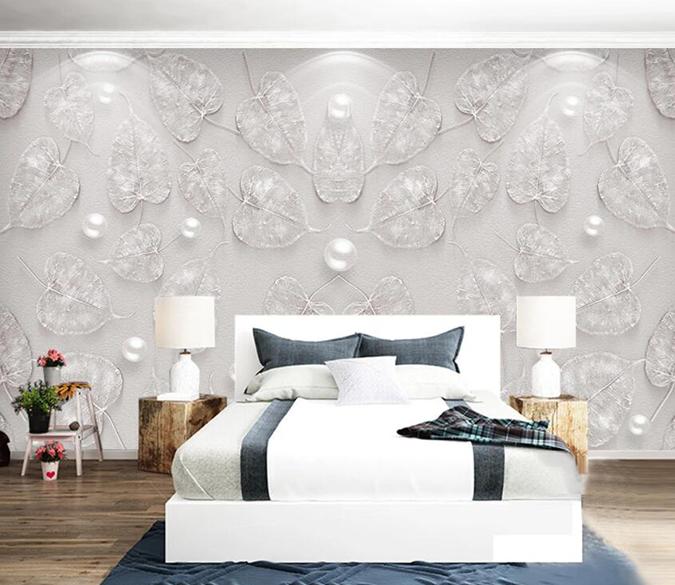 3D Pearl Leaves 273 Wall Murals Wallpaper AJ Wallpaper 2 