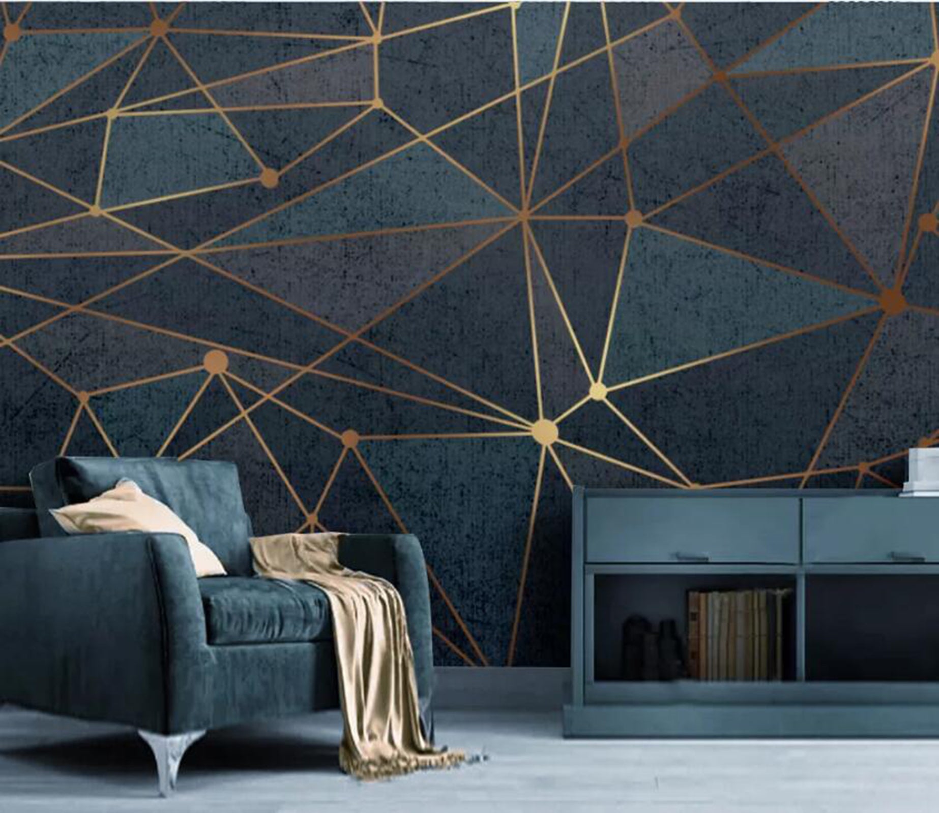 3D Golden Geometry WC68 Wall Murals Wallpaper AJ Wallpaper 2 
