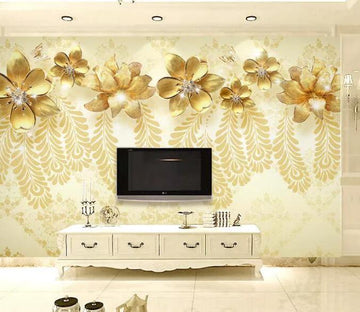 3D Golden Leaves 208 Wall Murals Wallpaper AJ Wallpaper 2 