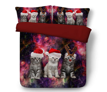 3D Christmas Cat 32168 Christmas Quilt Duvet Cover Xmas Bed Pillowcases