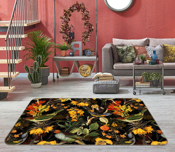 3D Flowers Leaves 114 Uta Naumann Rug Non Slip Rug Mat
