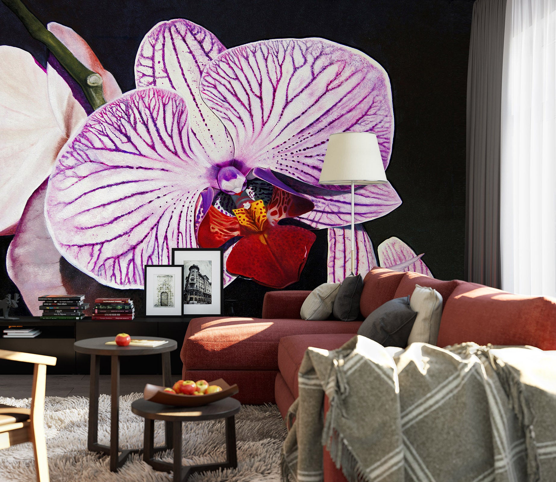 3D Purple Flowers 11107 Matthew Holden Bates Wall Mural Wall Murals