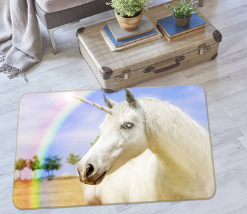 3D Rainbow Unicorn 044 Animal Non Slip Rug Mat