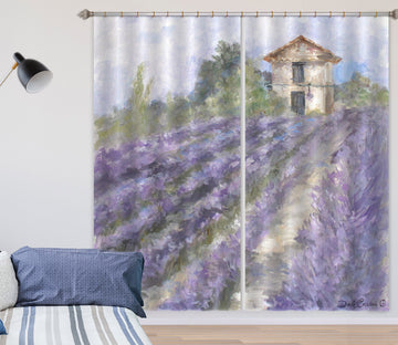 3D Purple Flower Field 3047 Debi Coules Curtain Curtains Drapes