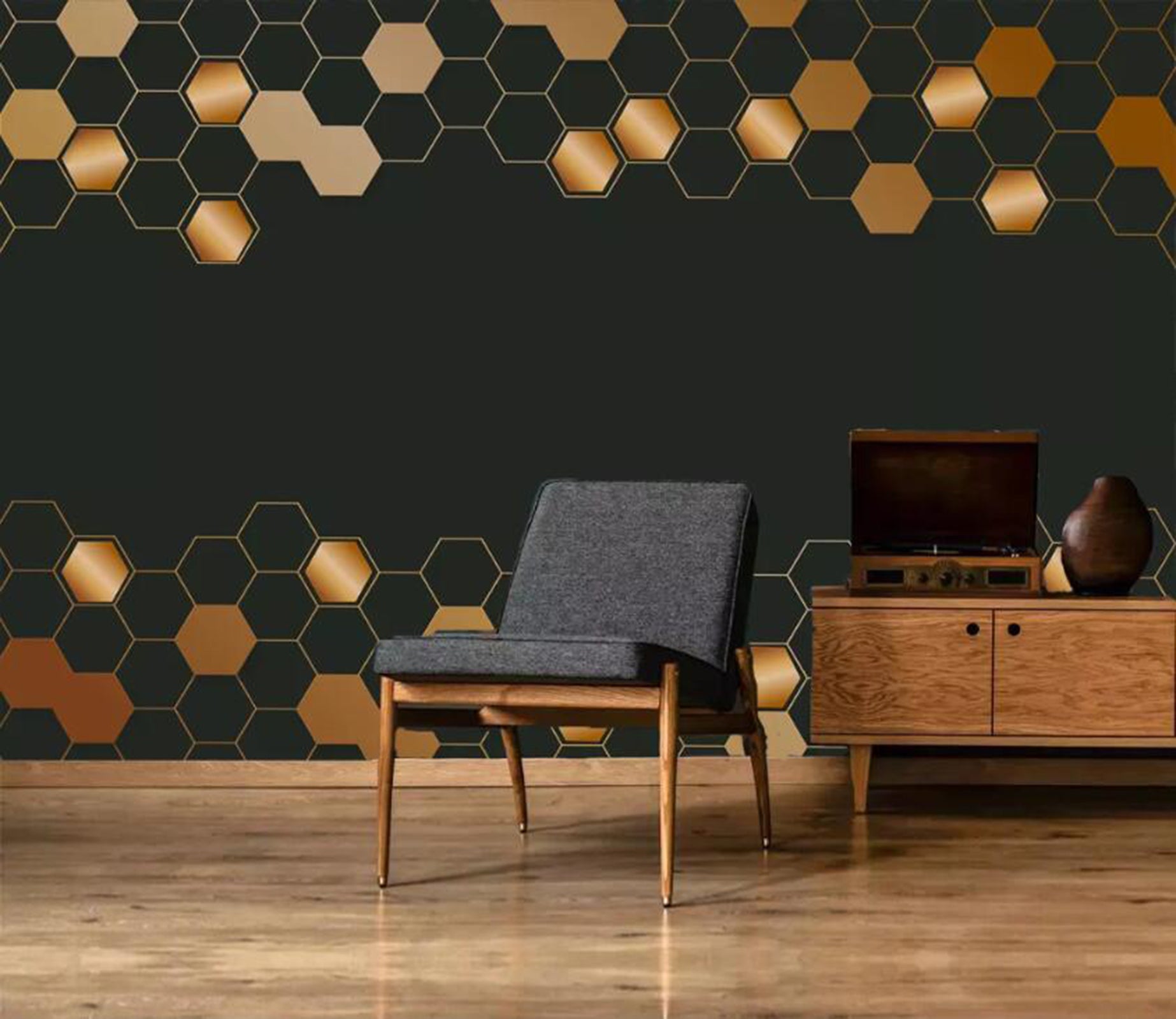 3D Golden Polygon WC95 Wall Murals Wallpaper AJ Wallpaper 2 