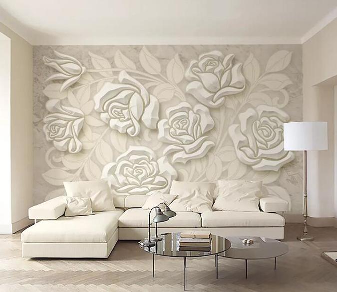 3D White Rose Stripe 204 Wall Murals Wallpaper AJ Wallpaper 2 