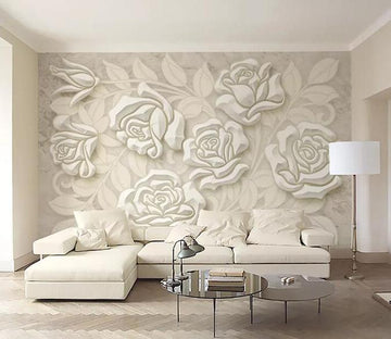 3D White Rose Stripe 204 Wall Murals Wallpaper AJ Wallpaper 2 