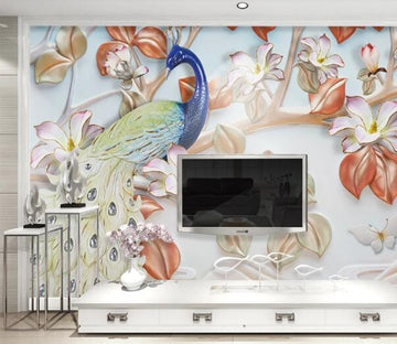 3D Peacock Flower WC751 Wall Murals