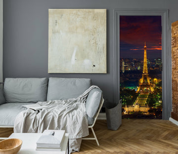 3D Night City Eiffel Tower 11483 Marco Carmassi Door Mural