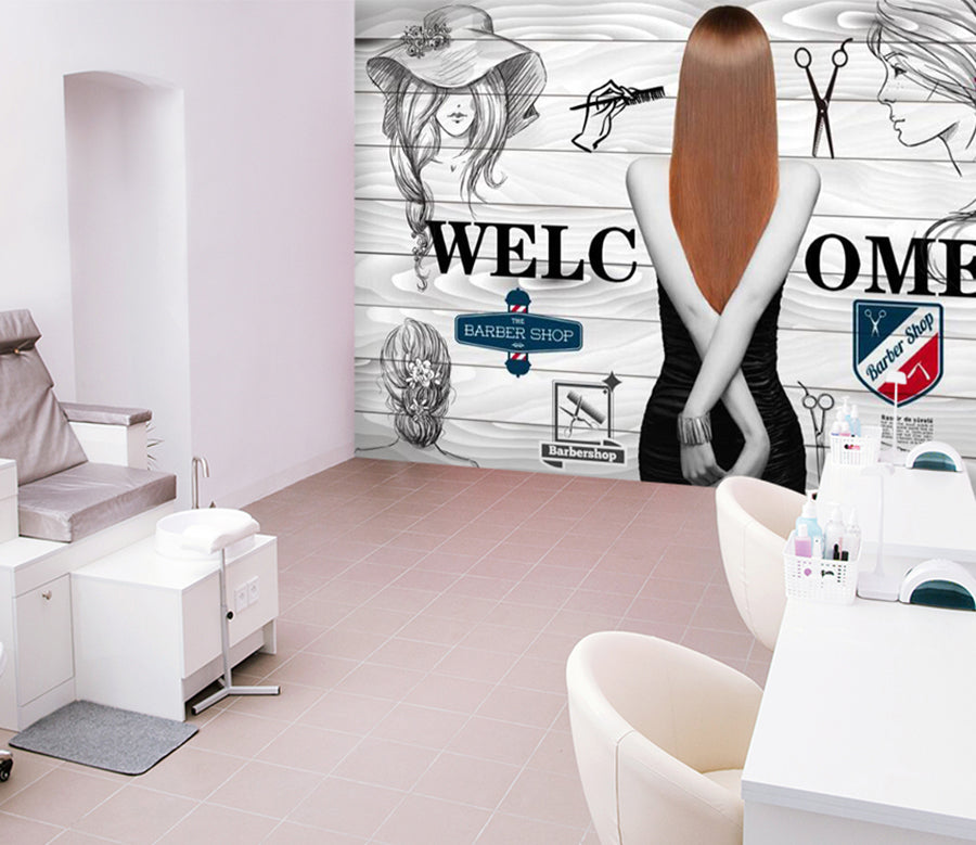 3D Girl With Long Hair 1572 Wall Murals