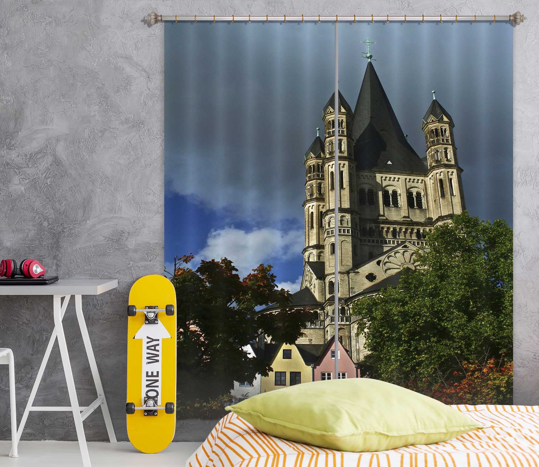 3D Hilltop Castle 053 Kathy Barefield Curtain Curtains Drapes